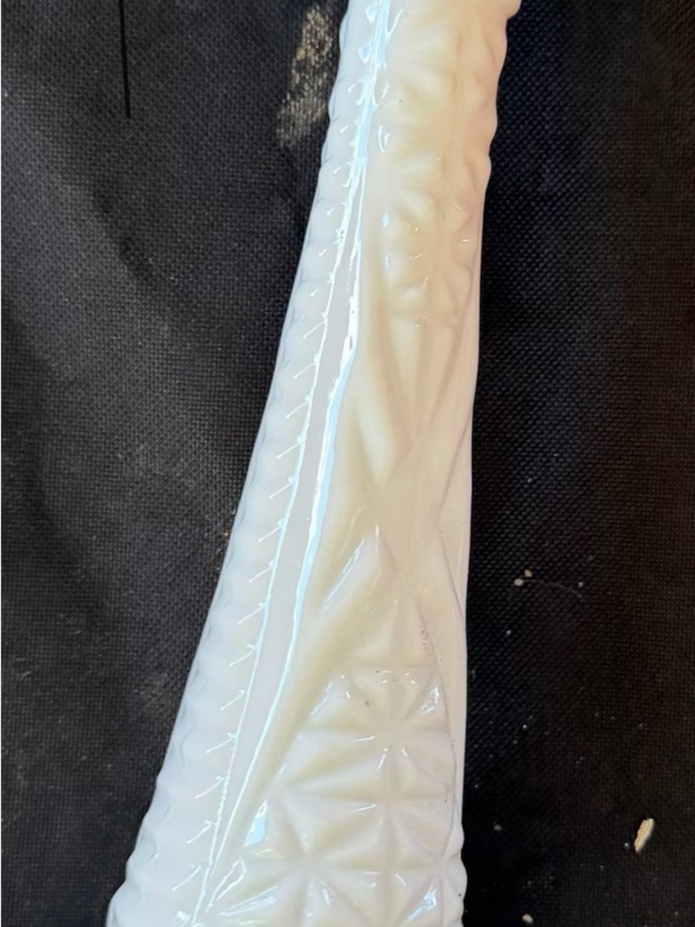 Milk glass vase 9”